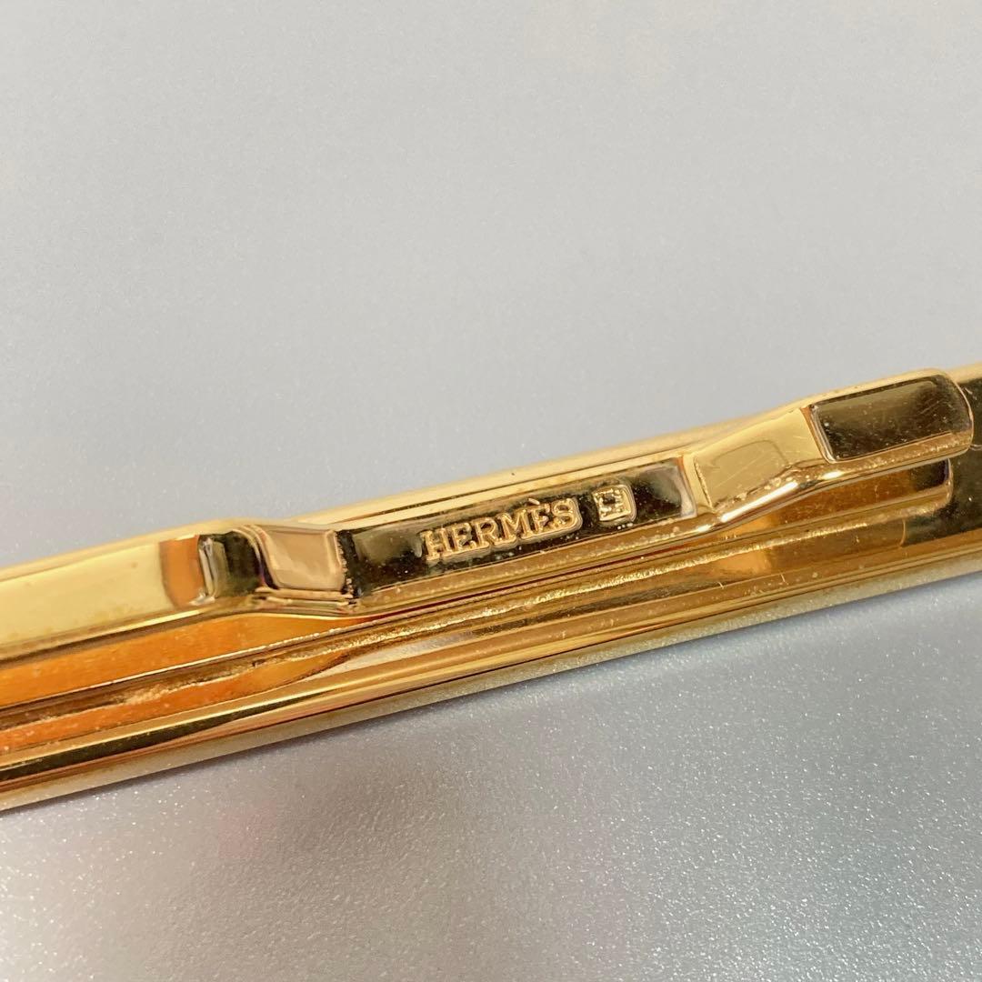 美品 エルメス エマイユ ネクタイピン 七宝焼 ゴールド ブラック