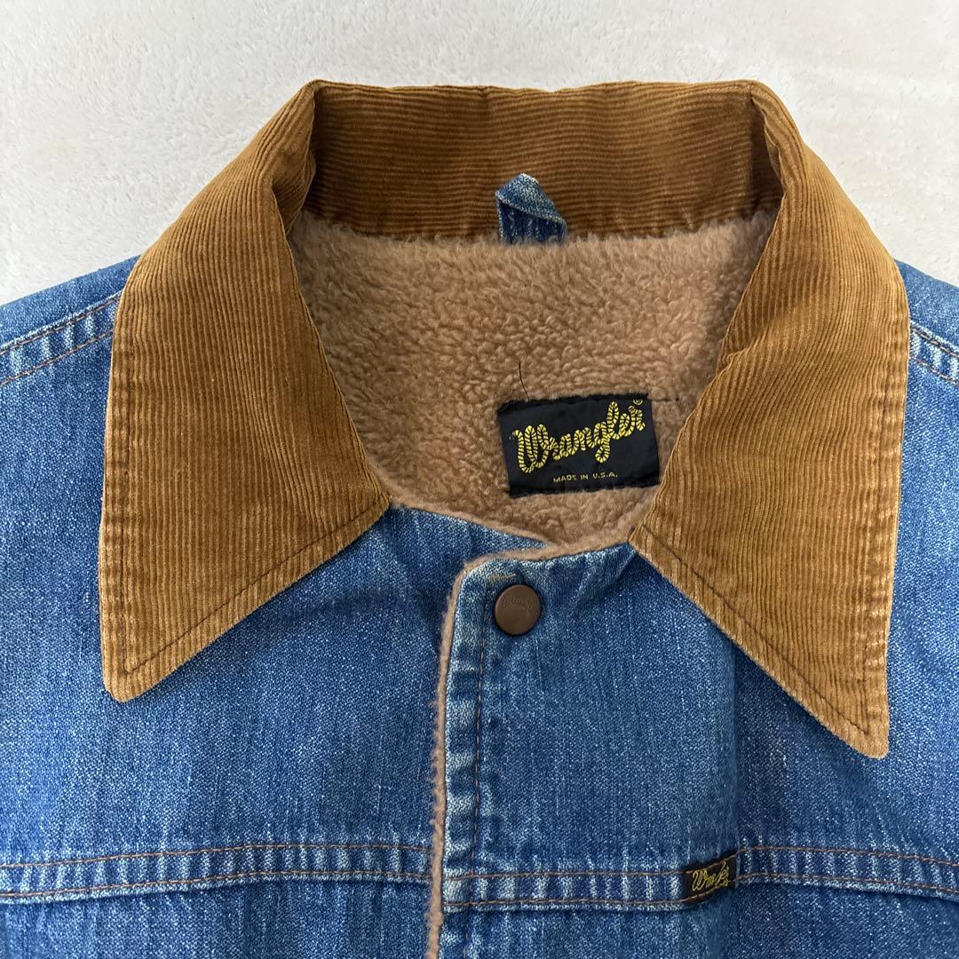 ビンテージWrangler デニムジャケット ボア付き襟コーデュロイ今週限定価格