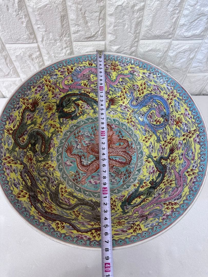 中国美術　龍図　乾隆年製　五彩　骨董品　巨大　民国から文化大革命時代