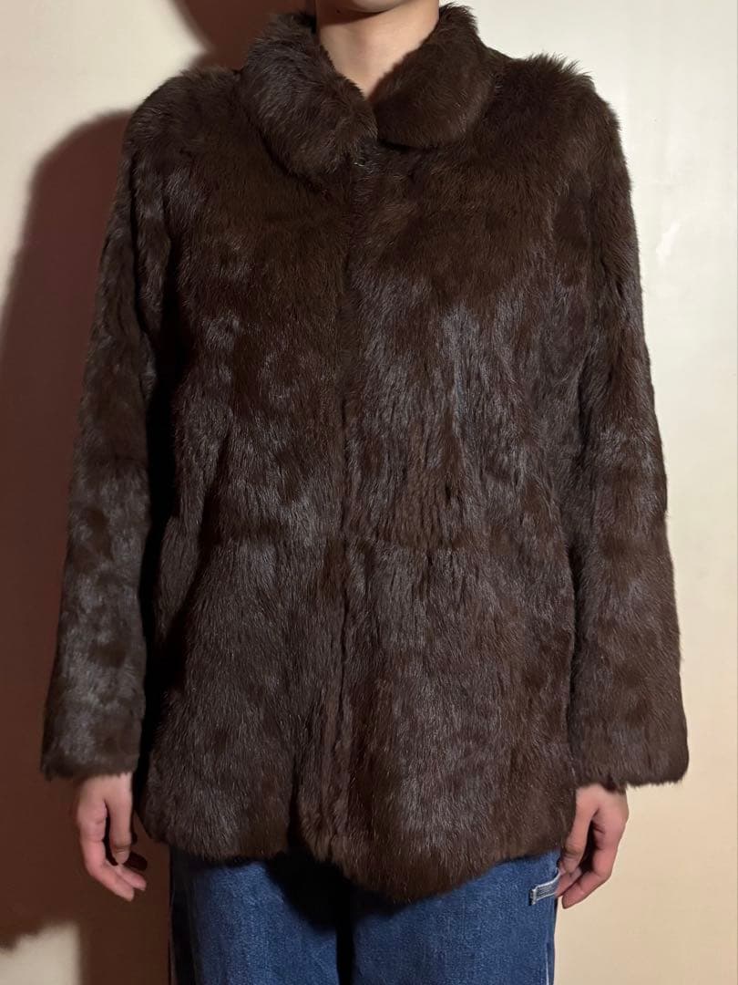 【A.P.C. アーペーセー】ジップアップ ファーコート ブラウン