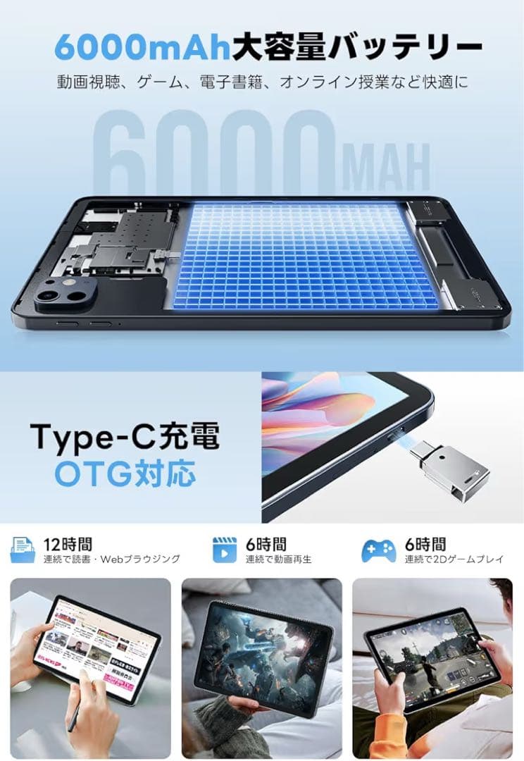 Android15 タブレット 10.1インチ 8コア 24GB 128GB