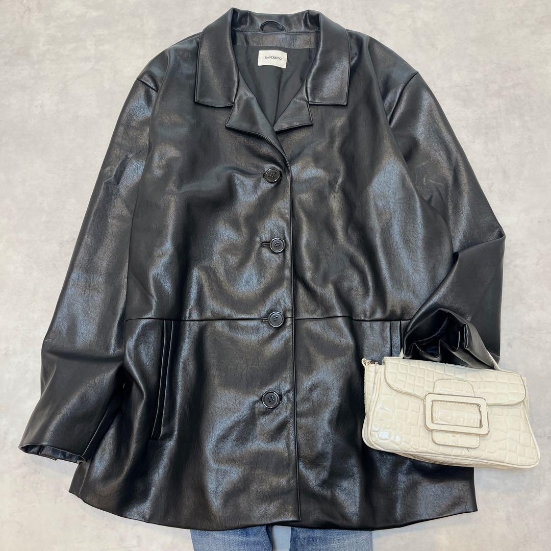 極美品◆RANDEBOO Vegan leather jacket◇ブラック