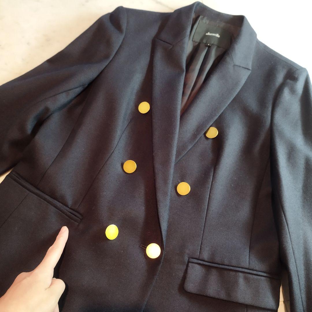 allureville ネイビー ダブルブレスト テーラードジャケット サイズ1