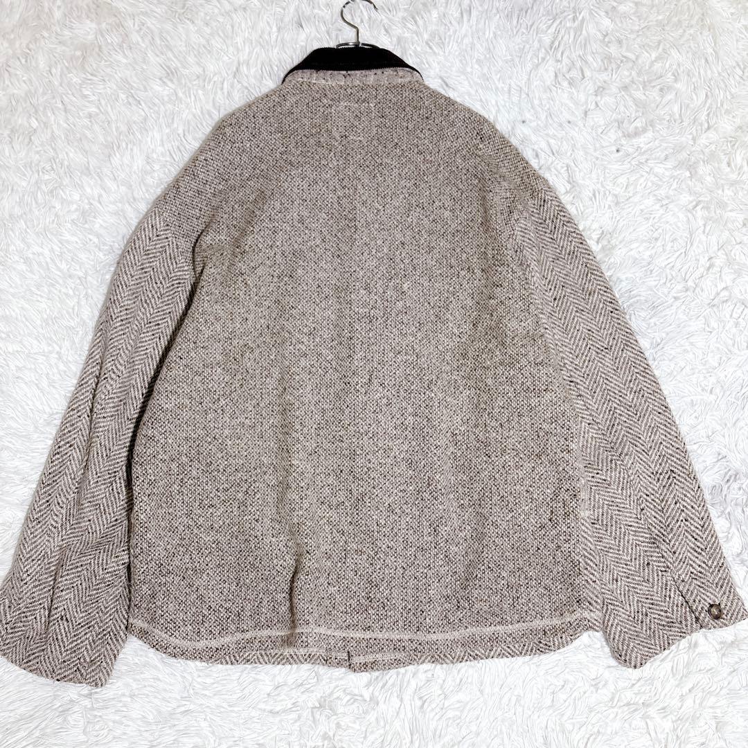 希少 イタリア製 ヘリンボーン ツイード ジャケット L ワーク 一点物