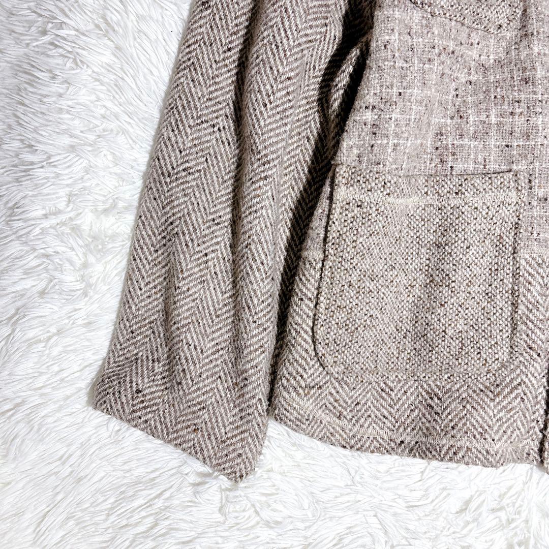 希少 イタリア製 ヘリンボーン ツイード ジャケット L ワーク 一点物