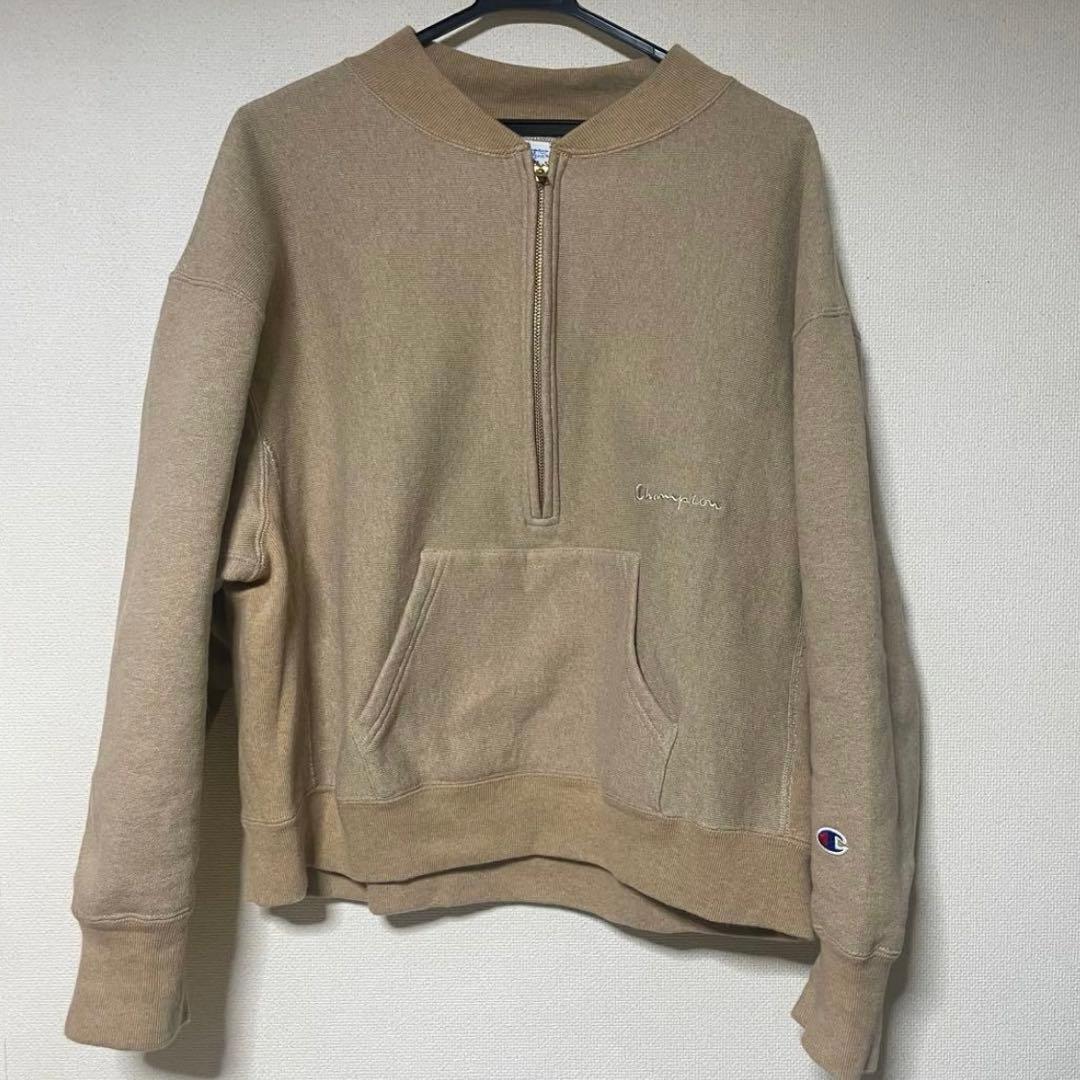 FRAMeWORK 別注championハーフジップリバースウィーブ ベージュ