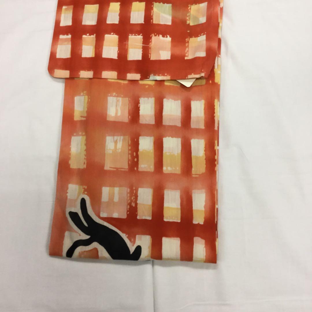 浴衣 ツモリチサト ブランドゆかた オレンジ地 チェック猫 002