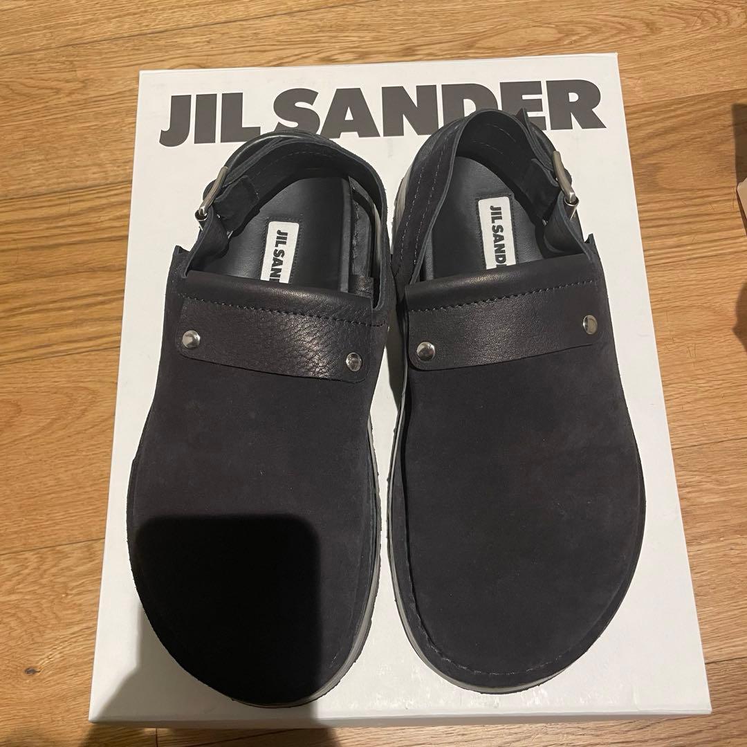 ジルサンダー サンダル 42 SUEDE REVERSED ブラック 厚底 黒