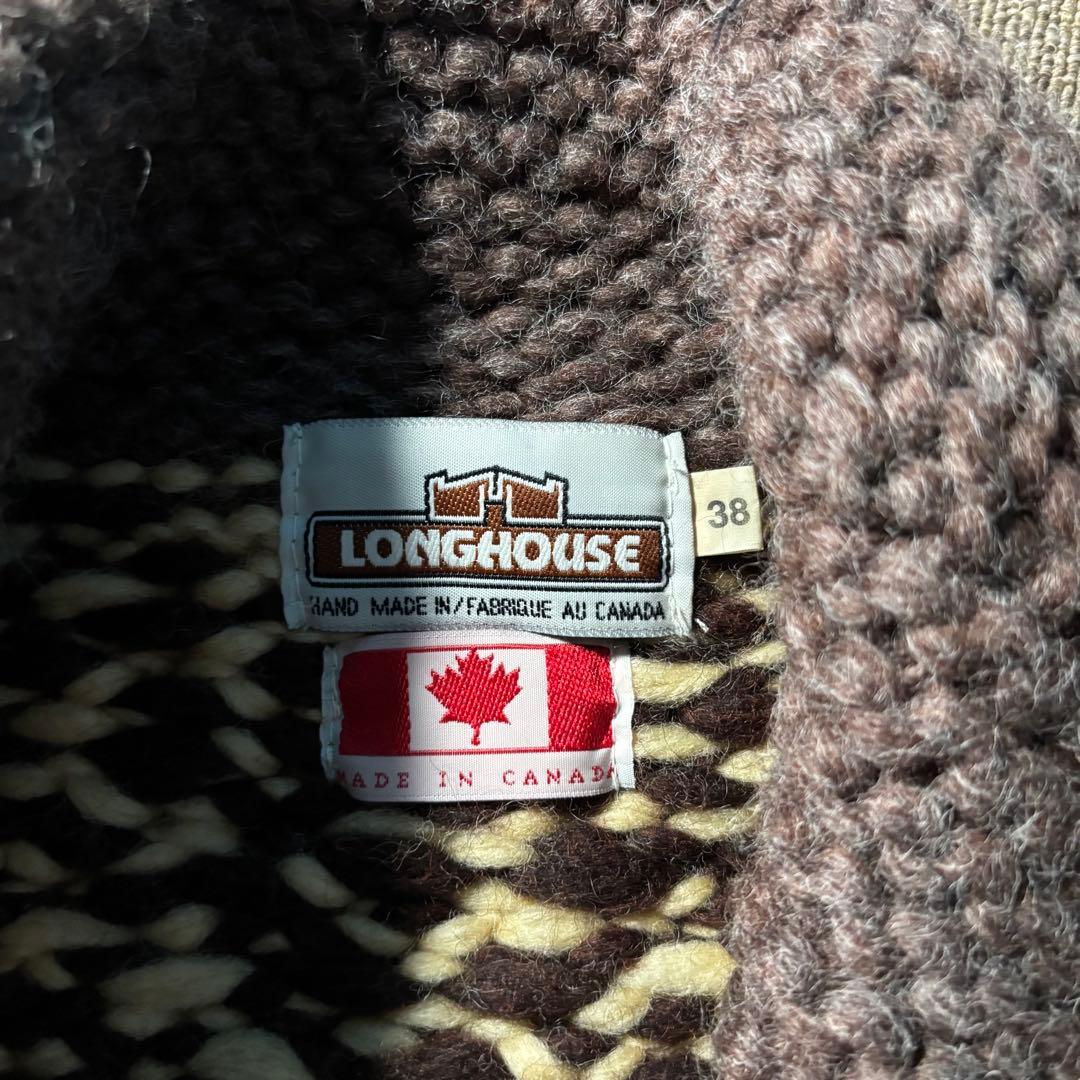 カナダ製 LONGHOUSE カウチンニットセーター ジップアップ