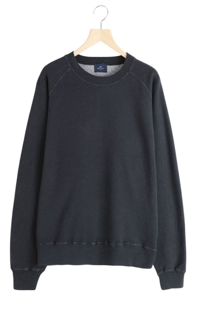 REMI RELIEF NAVY LABEL 綿アクリル裏毛ラグランクルー