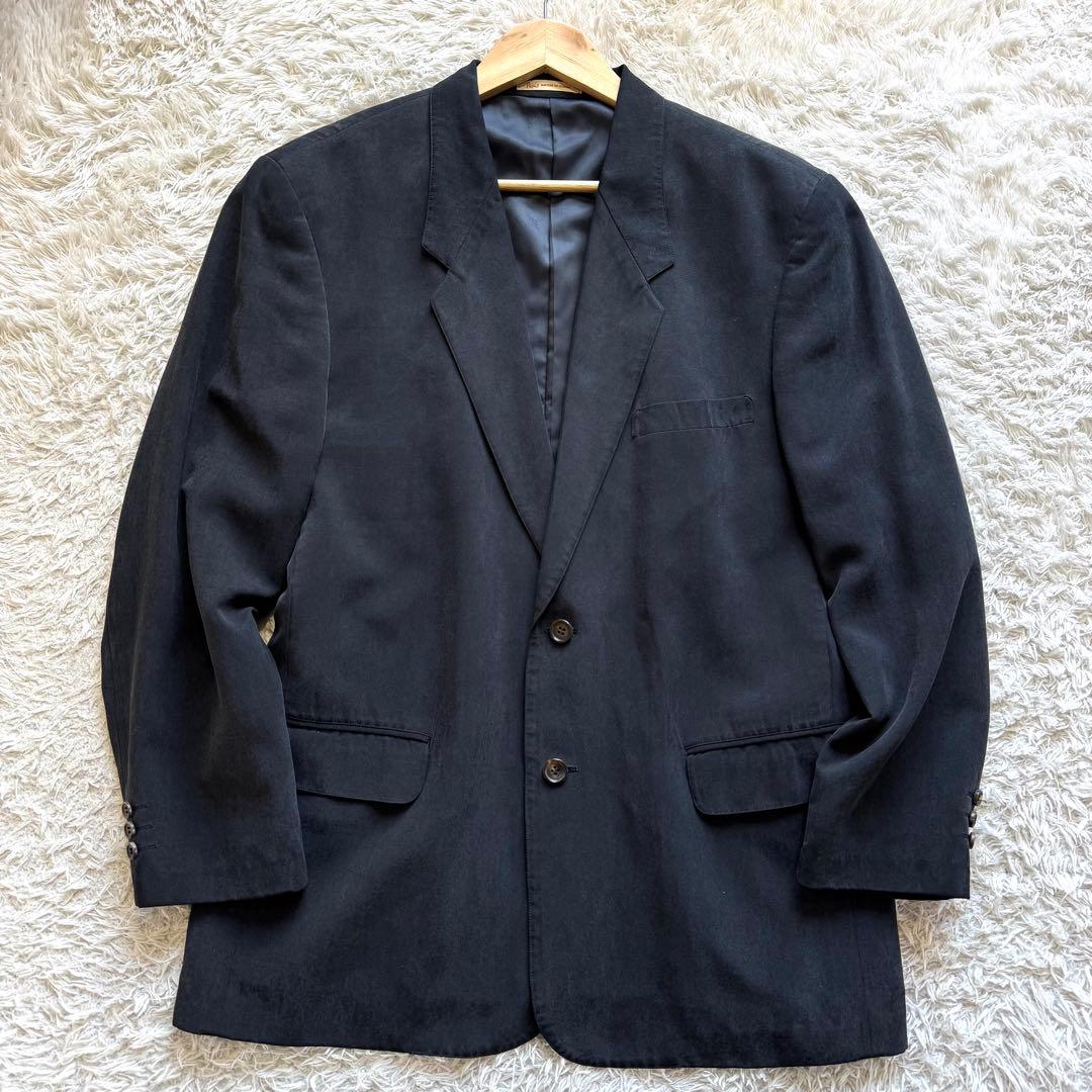 美品　パパス　テーラードジャケット　シルク100％　黒　ブラック　BLACK M