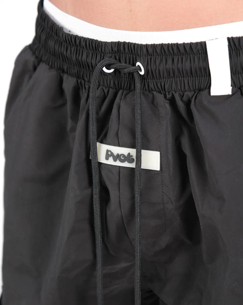 【防水・防風】PVOT プレミアム ナイロンパンツ ブラックカーゴパンツ