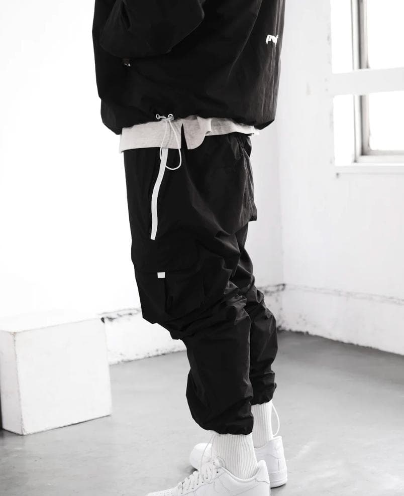【防水・防風】PVOT プレミアム ナイロンパンツ ブラックカーゴパンツ