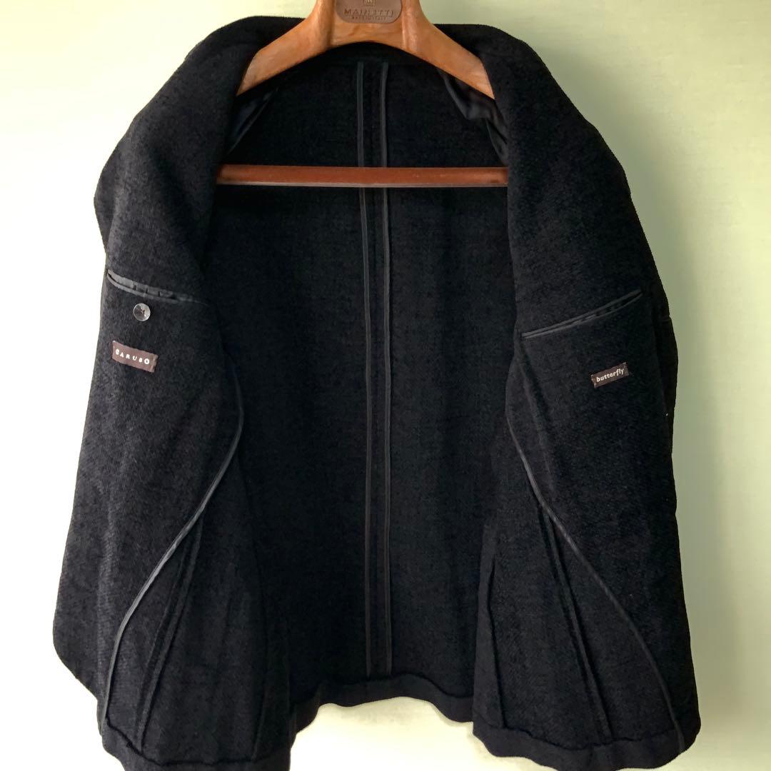 CARUSO カルーゾ Butterfly シルクジャケット46 黒 伊製 美品