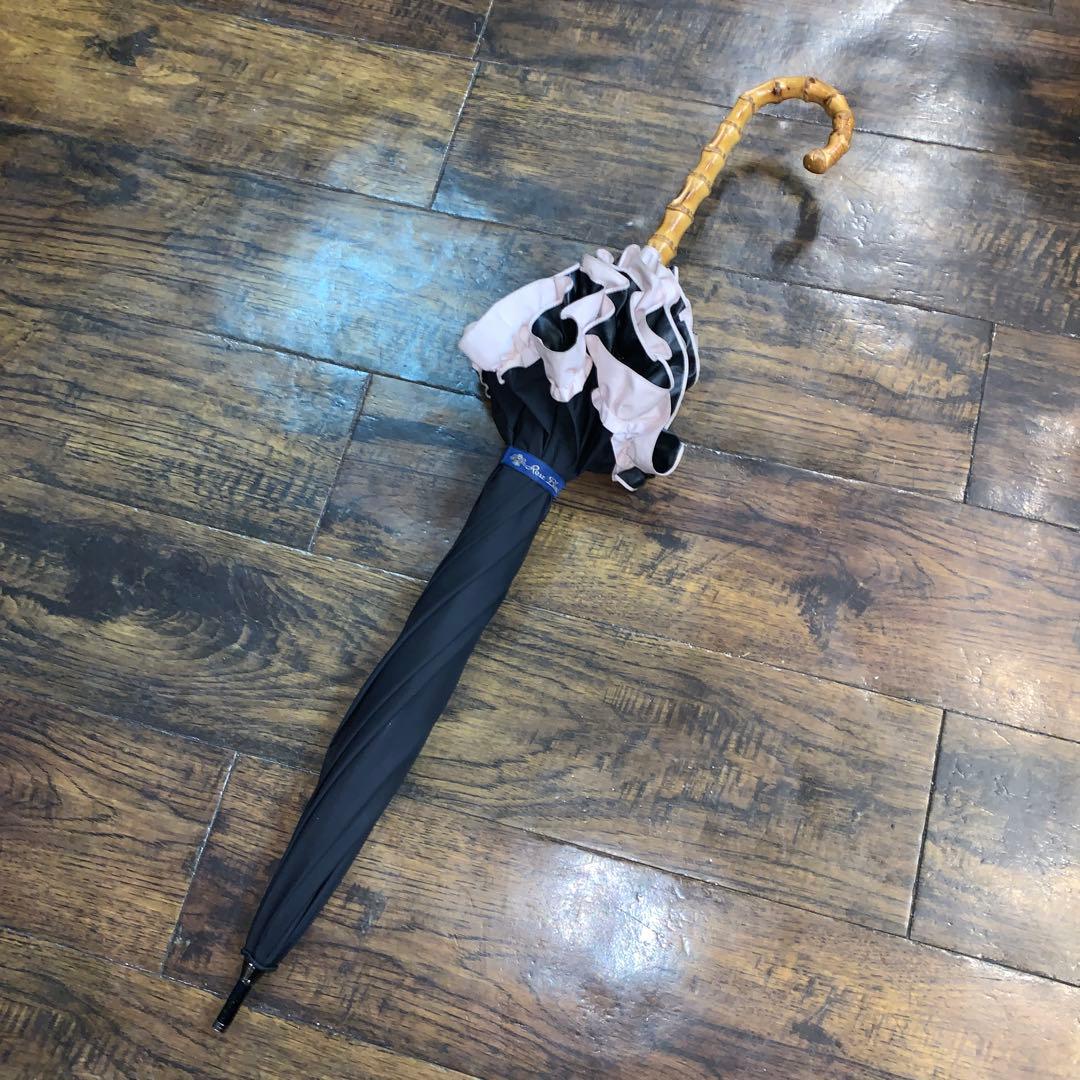 芦屋ロサブラン 日傘 フリル ピンク×ブラック Rose Blanc