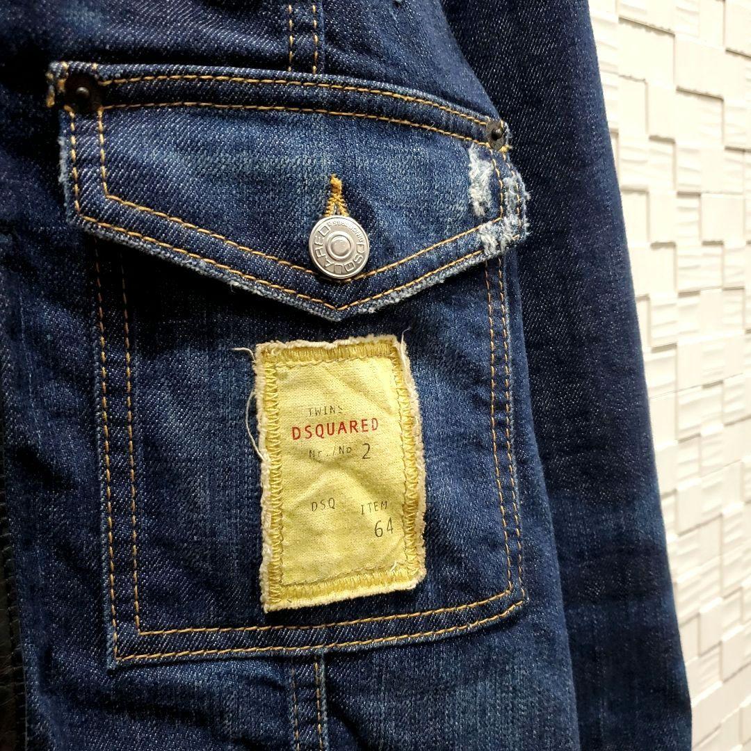 【レア！美品、XL相当】DSQUARED2 レザー切替 デニムジャケット、シャツ