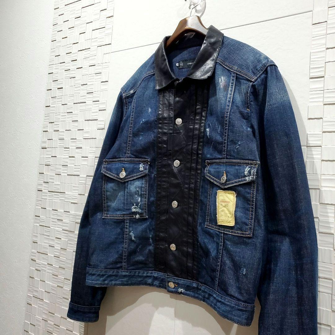 【レア！美品、XL相当】DSQUARED2 レザー切替 デニムジャケット、シャツ