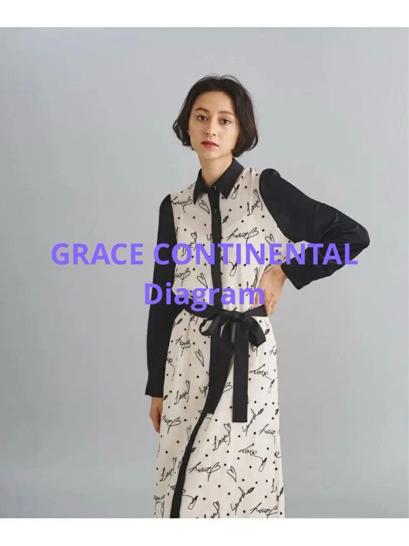 グレースコンチネンタル　モチーフ刺繍シャツワンピース　36