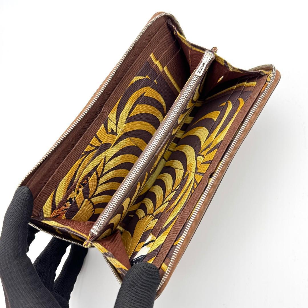 【虎柄】エルメス HERMES 長財布 アザップ ロング シルクイン ブラウン