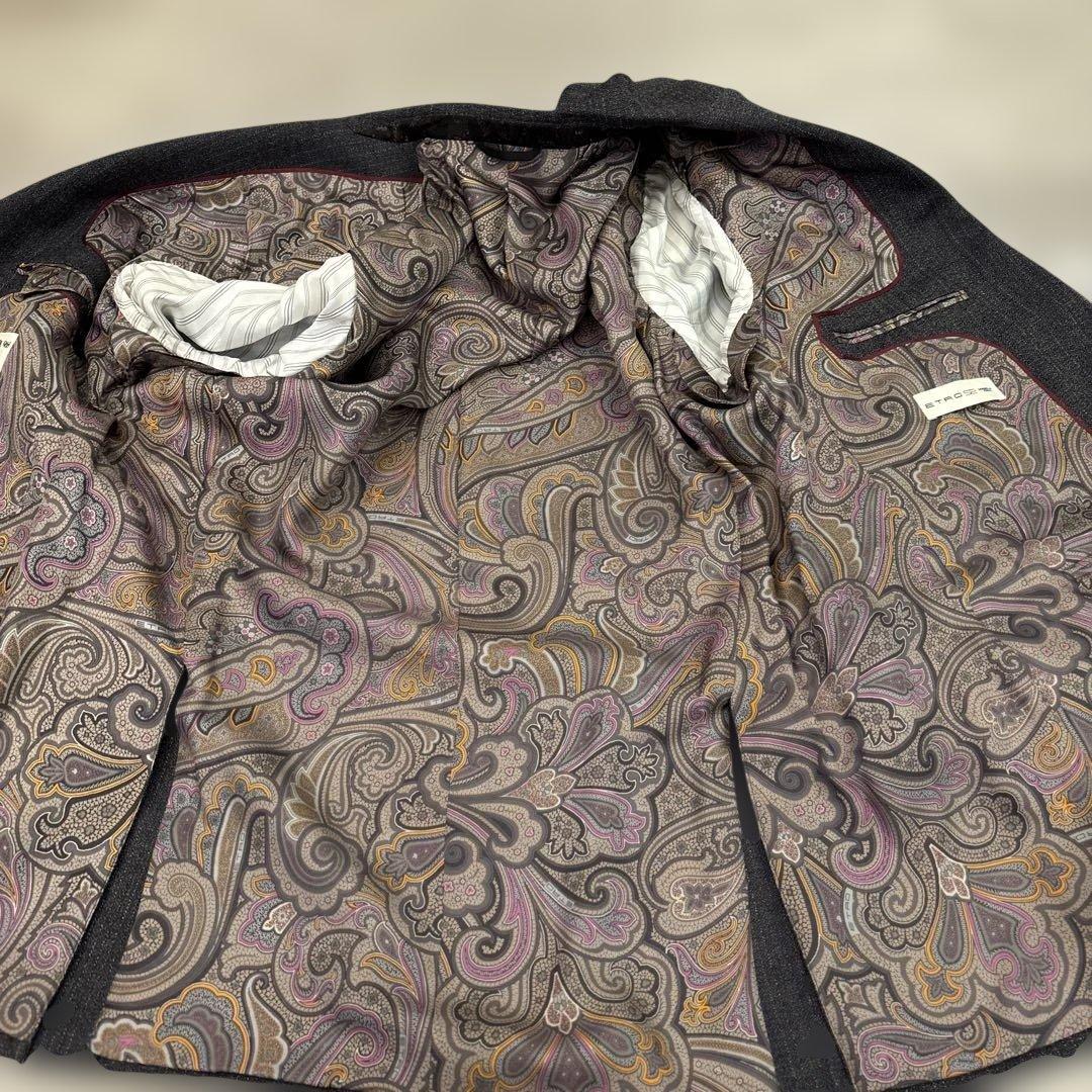 【ETRO 】グレー ビジネススーツ ペイズリー裏地　美品