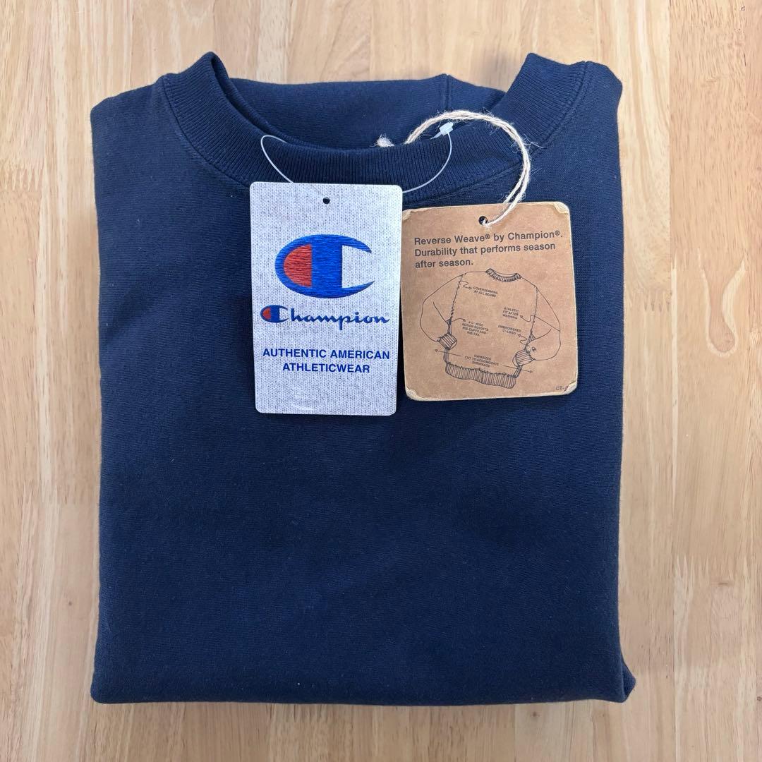 新品 チャンピオン USA製 リバースウィーブ ネイビー S 腹部に色落ち