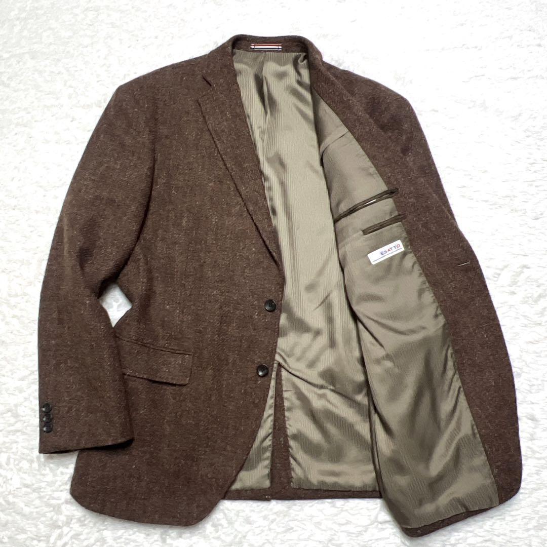 3L【大きい】ESATTO イタリア生地 テーラードジャケット ウールツイード調