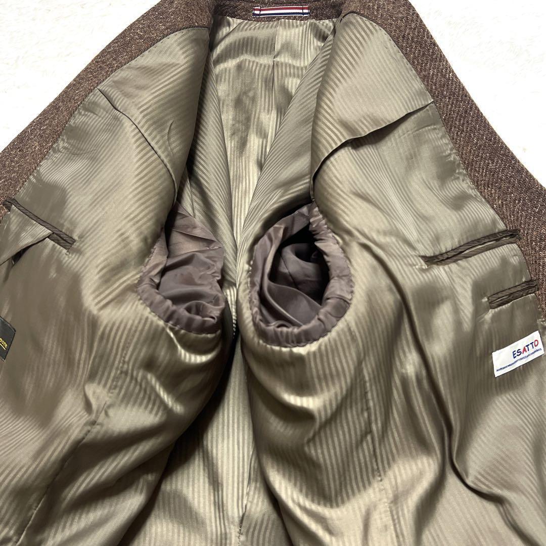 3L【大きい】ESATTO イタリア生地 テーラードジャケット ウールツイード調