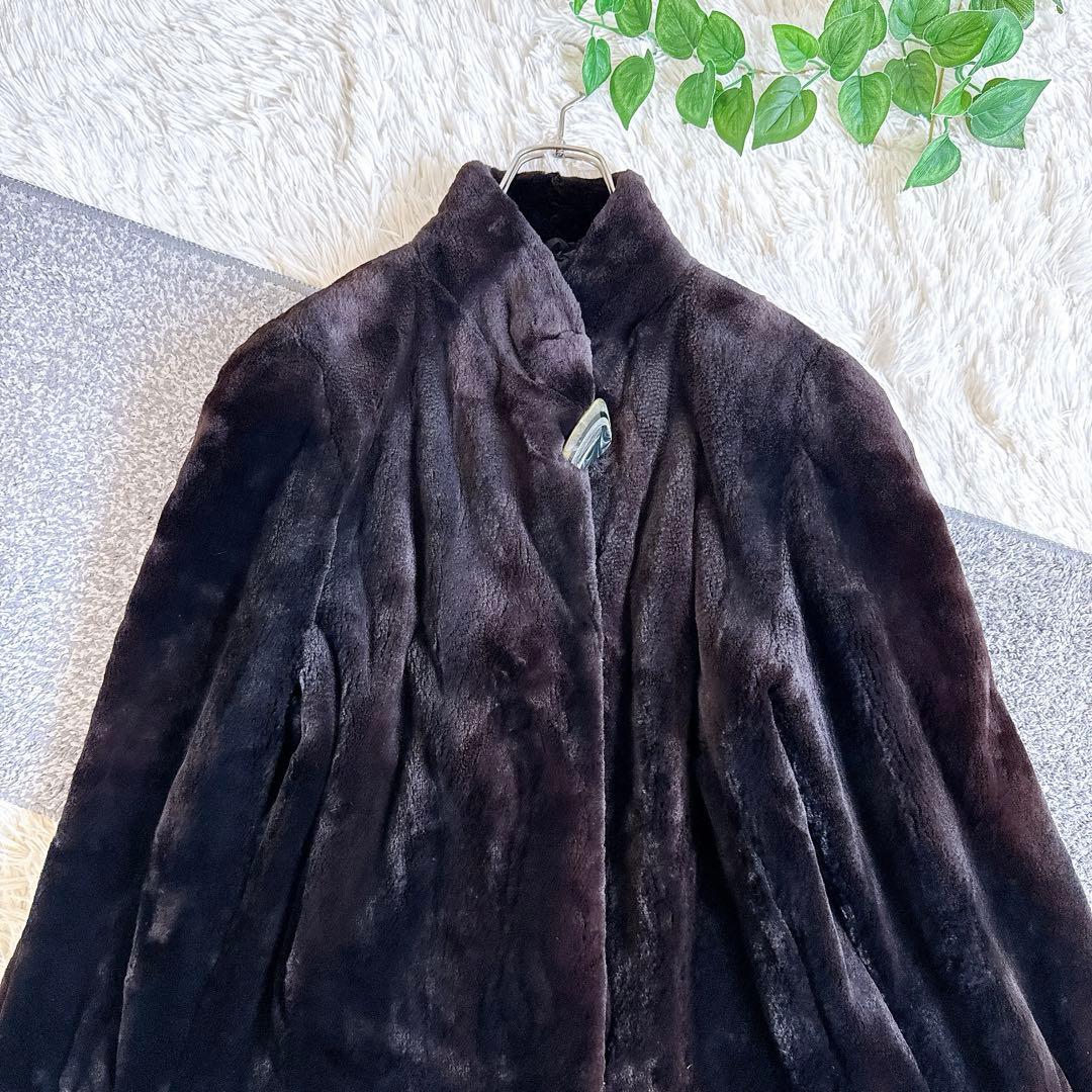 オールド　ジバンシー　サガミンク　シェアード　ロングファーコート　毛皮　ブラウン