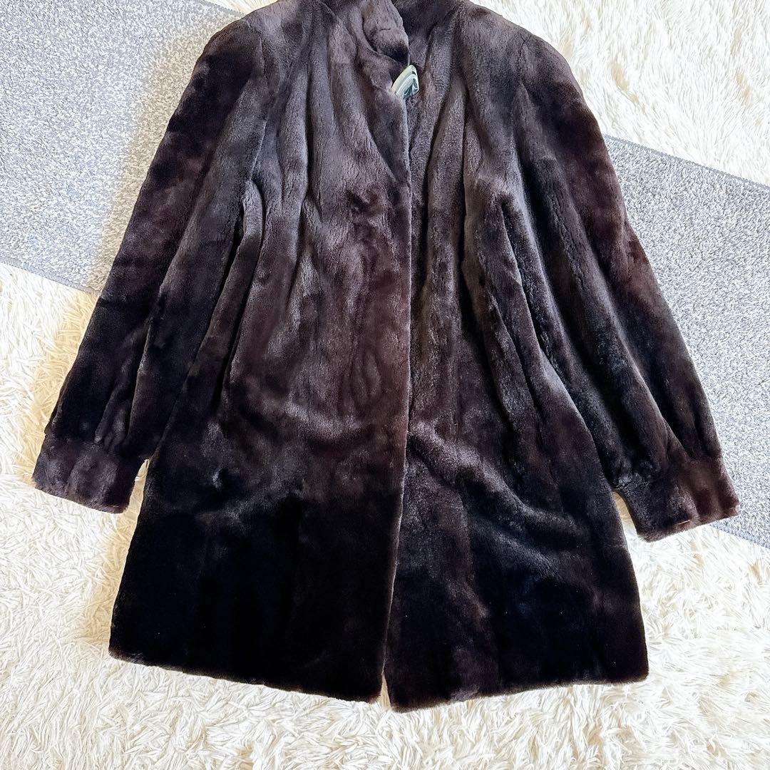 オールド　ジバンシー　サガミンク　シェアード　ロングファーコート　毛皮　ブラウン