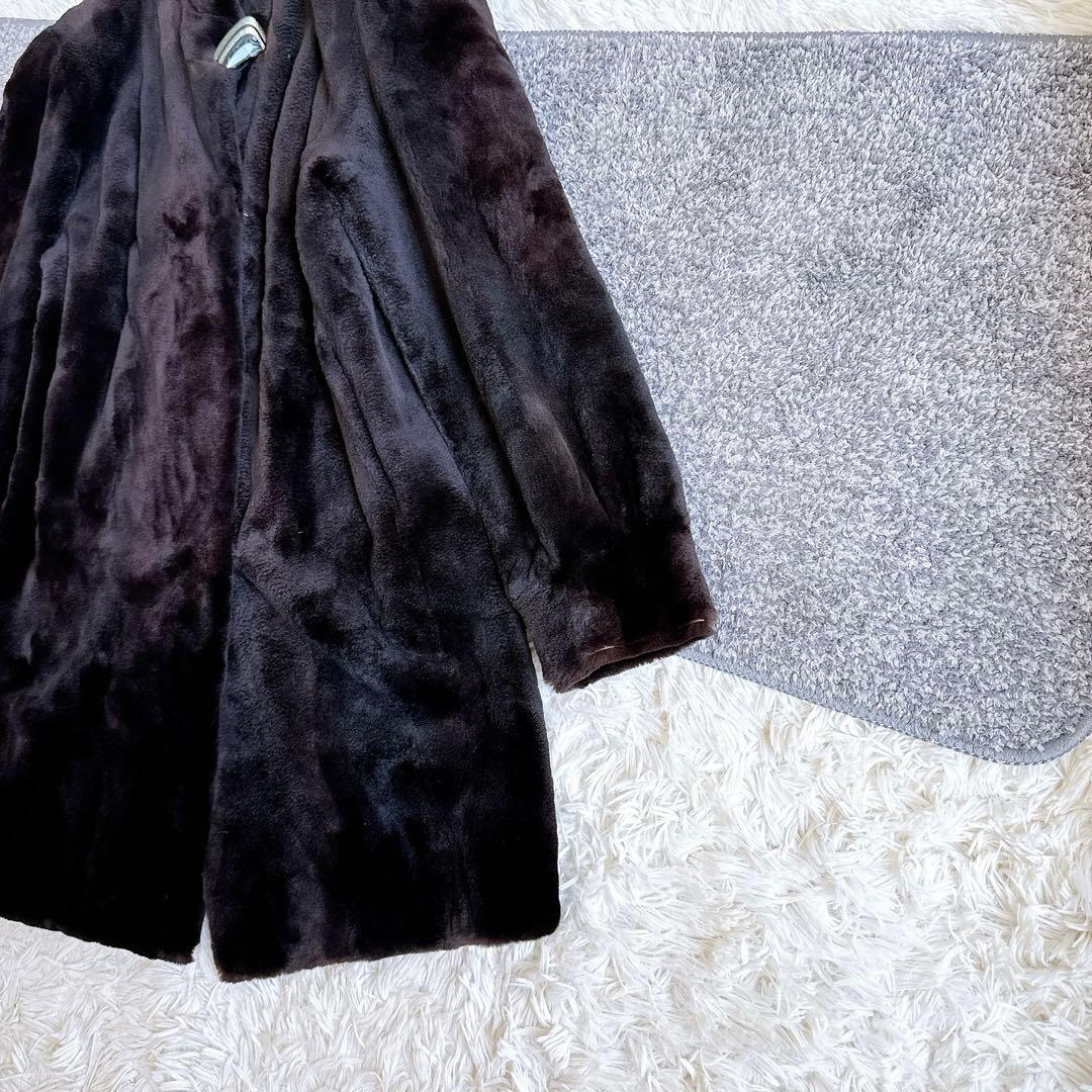 オールド　ジバンシー　サガミンク　シェアード　ロングファーコート　毛皮　ブラウン