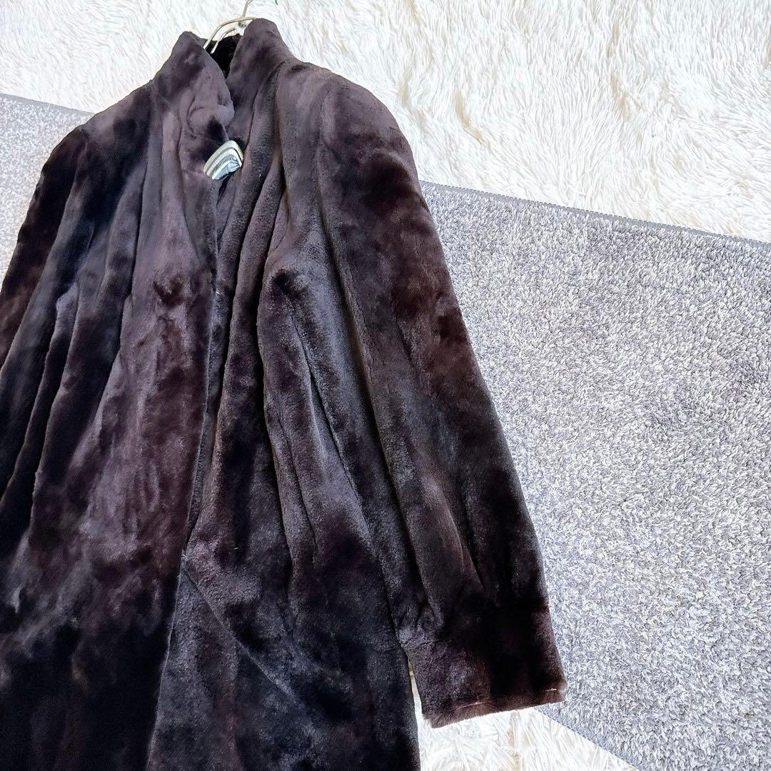 オールド　ジバンシー　サガミンク　シェアード　ロングファーコート　毛皮　ブラウン