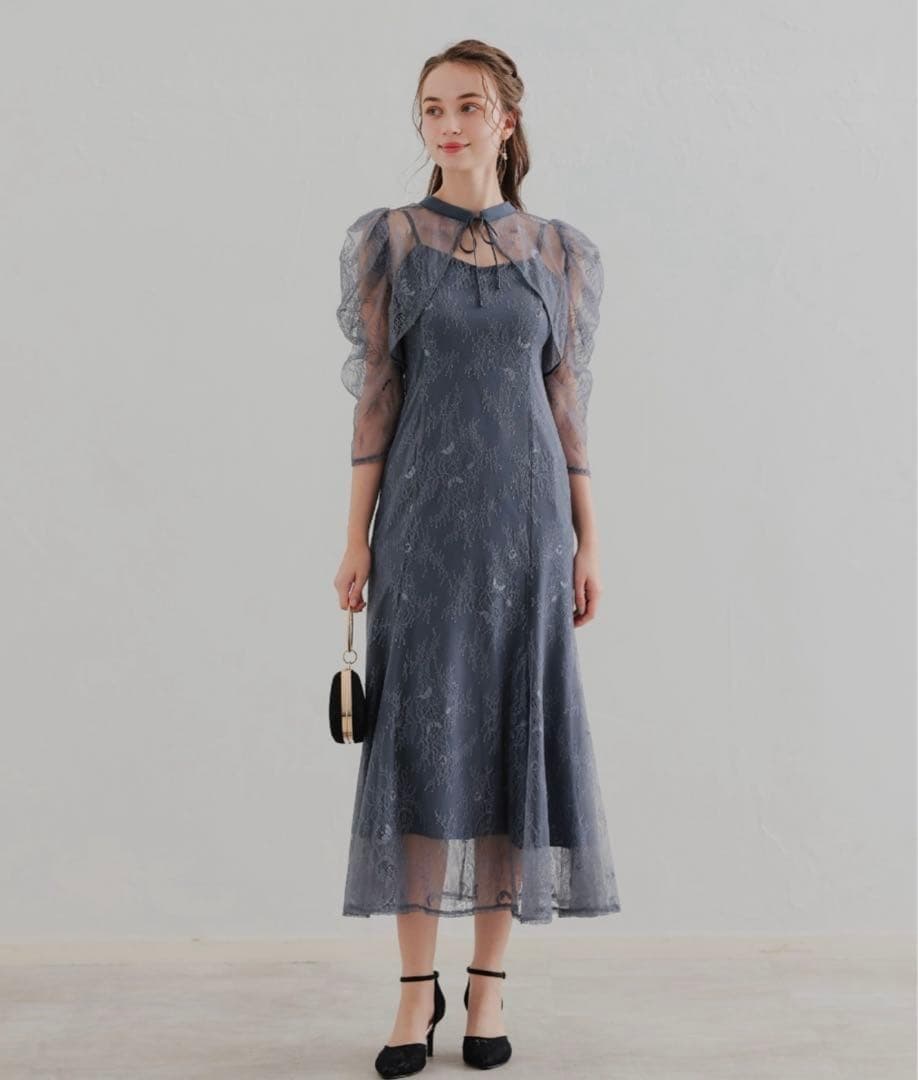 Dorry Doll　ドリードール　 ボレロレイヤーレースドレス　ブルー　L