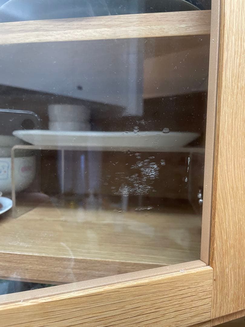 【12/6まで】ガラス扉付き食器棚　キッチンボード　ホワイトオーク　幅120cm