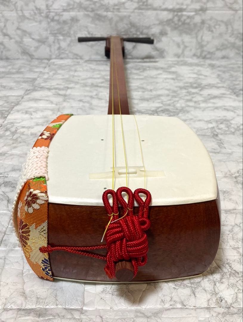 【美品】三味線 中棹 撥 特選白象印 ハードケース付き 音出し確認済