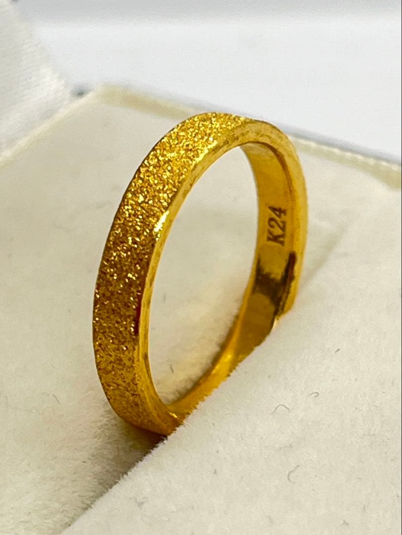 K24 純金 平打ちグロスリング 3.88g指輪 リング 刻印あり ハンドメイド