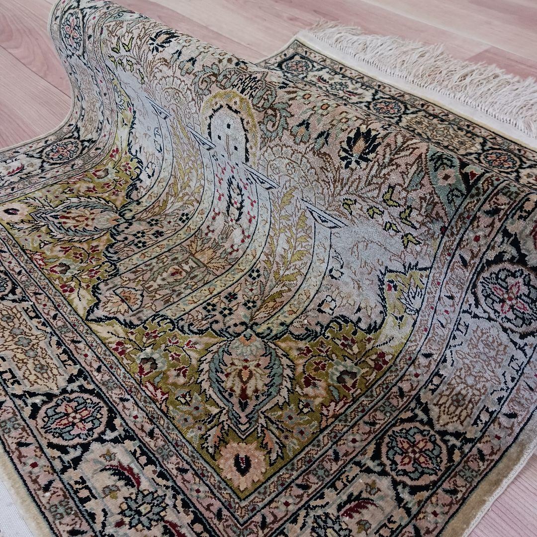 専用Y2811 シルク100% 細密手織り100万ノット ペルシャ絨毯