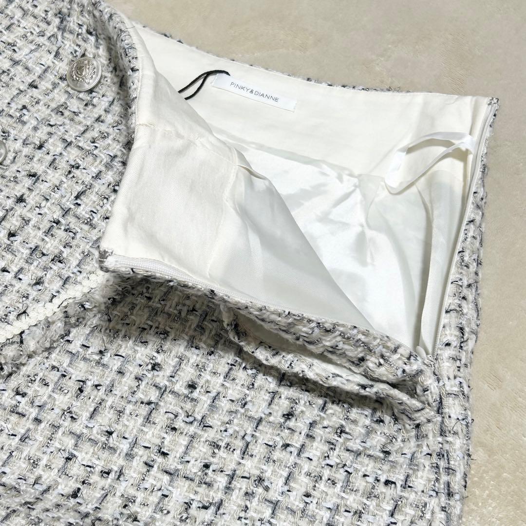 タグ付きPinky&dianne ミックスツイードミニスカート ホワイト系 38