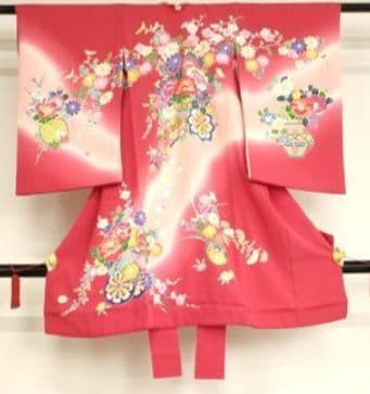 未使用 女の子 お宮参り 初節句 産着 初着 祝い着 絹 ひな祭り 化粧箱