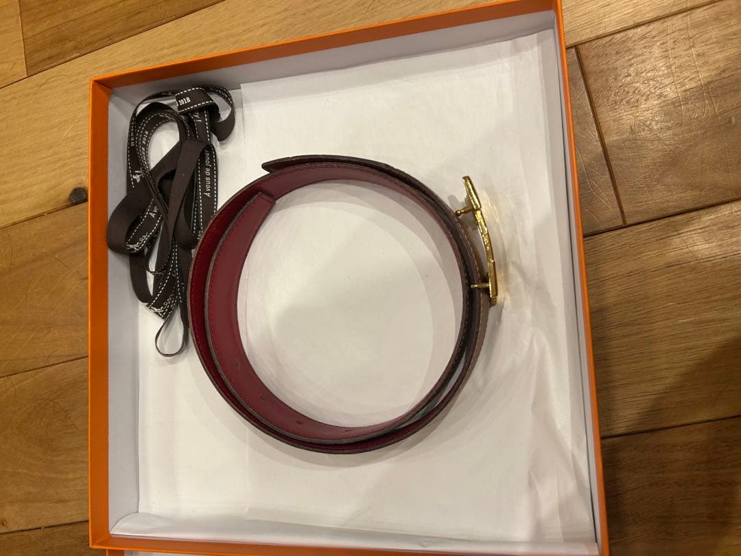 HERMES Hベルト ブラウン レッド