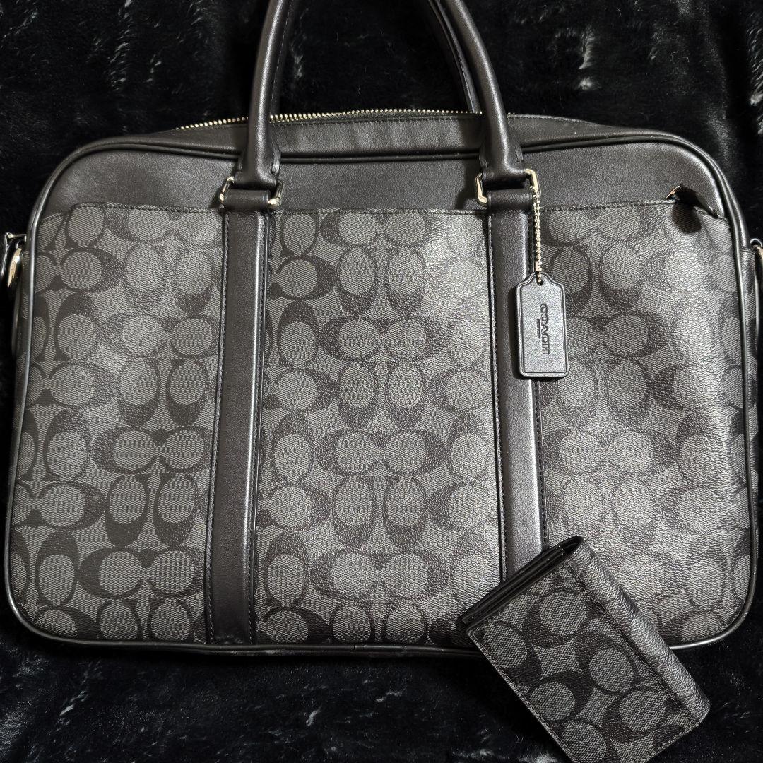 COACH コーチ ビジネスバッグ シグネチャー ブラック カードケース名刺入れ
