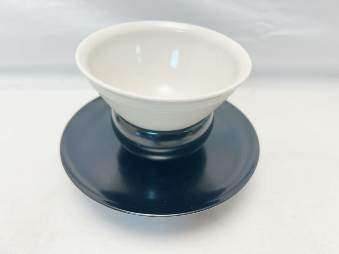 未使用 茶道具 木製黒塗天目台 天目茶碗 2点セット 元箱