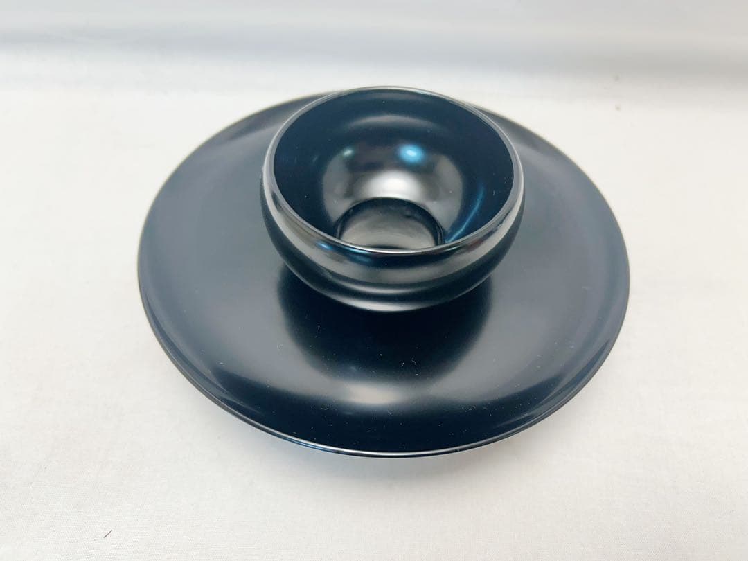 未使用 茶道具 木製黒塗天目台 天目茶碗 2点セット 元箱