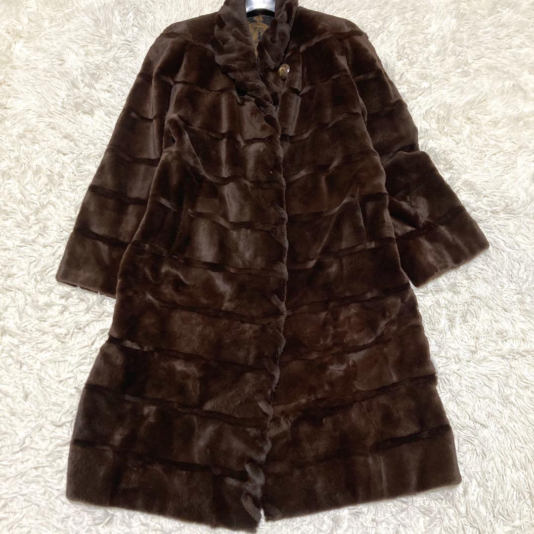 美品✨シェアードミンク　ファーロングコート　105cm ティアード　リアルファー