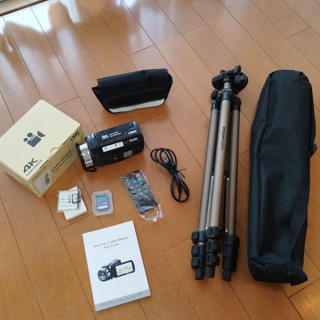 4K ハンディカメラ　ビデオカメラ　三脚　セット