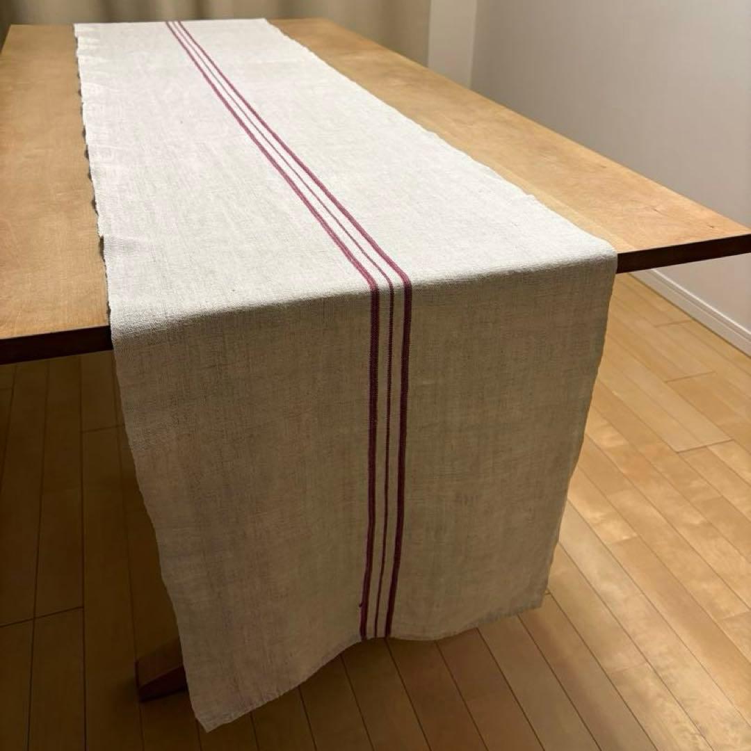 アンティーク　リネン　フランス　テーブルランナー