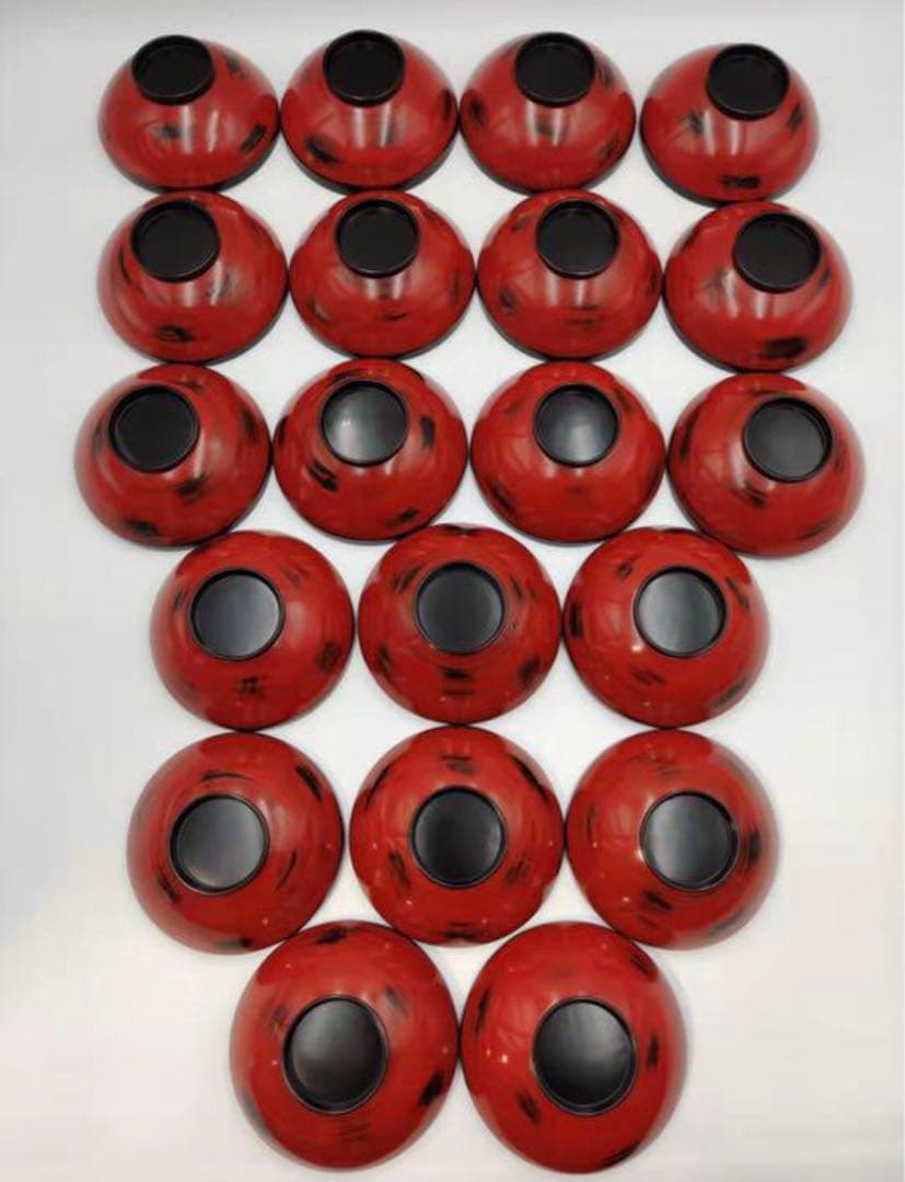 古い根来塗　蓋付汁椀　吸物椀　木製蒔絵椀20客　懐石料理　木箱付　漆芸　古美術