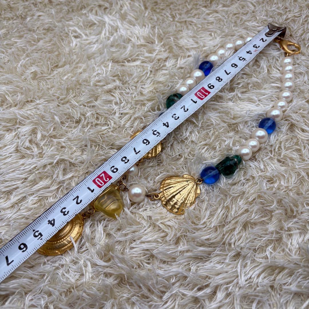 KENZO ケンゾー　シェル　カラーストーン　フェイクパール　ネックレス