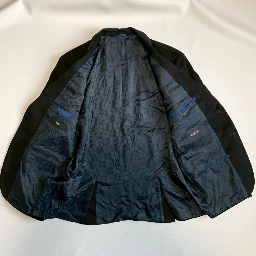 【ヒューゴボス】テーラードジャケット コロンボ 黒 48 カシミヤ