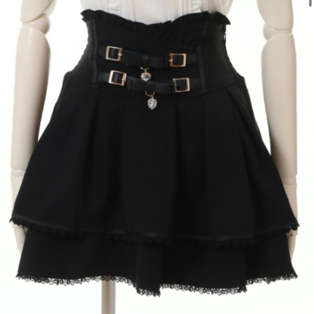 リズリサ LIZLISA 2連リボンベルトスカパン ブラック