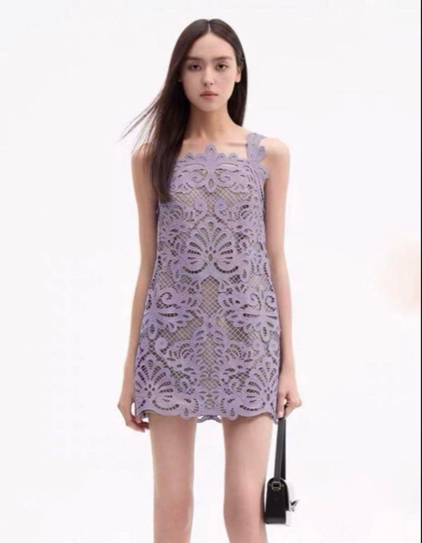 セルフポートレート　パープルレースワンピース　uk6